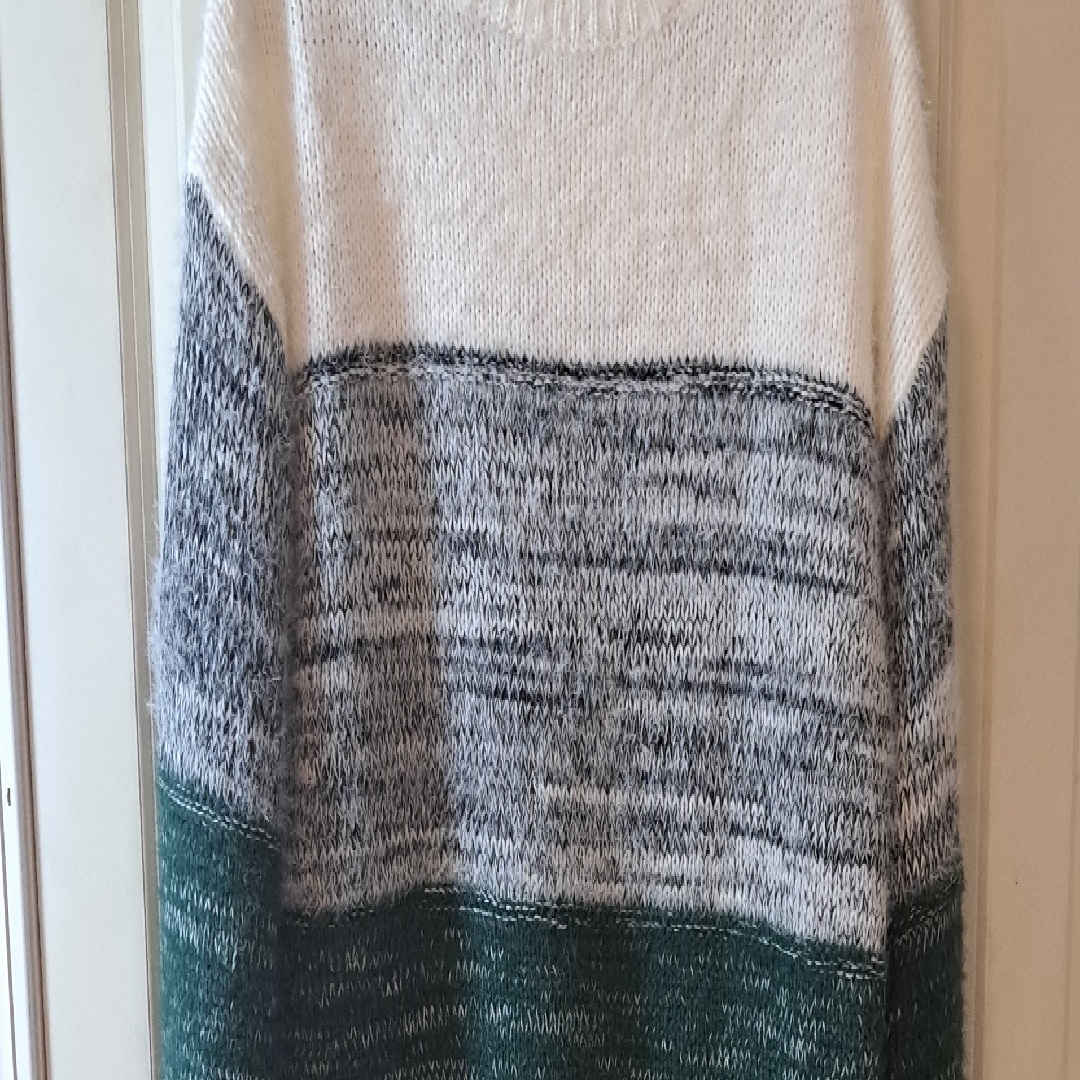 Umgee Colorblock Sweater - Cream, Gray, And Green